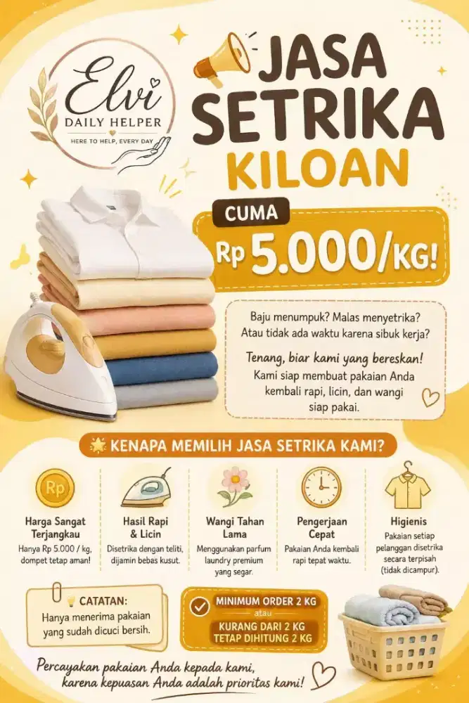 Jasa setrika, jasa kebersihan,