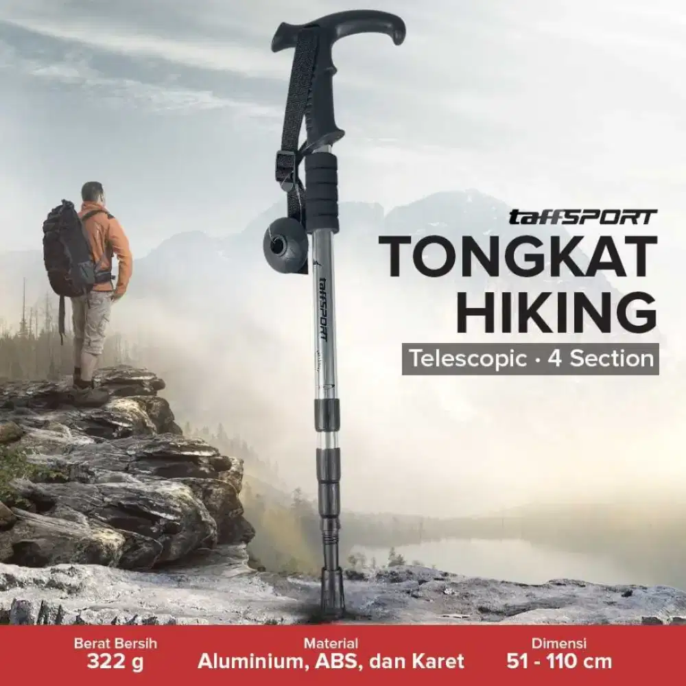 TaffSPORT Tongkat Hiking Telescopic Trekking Pole Aluminium 110cm