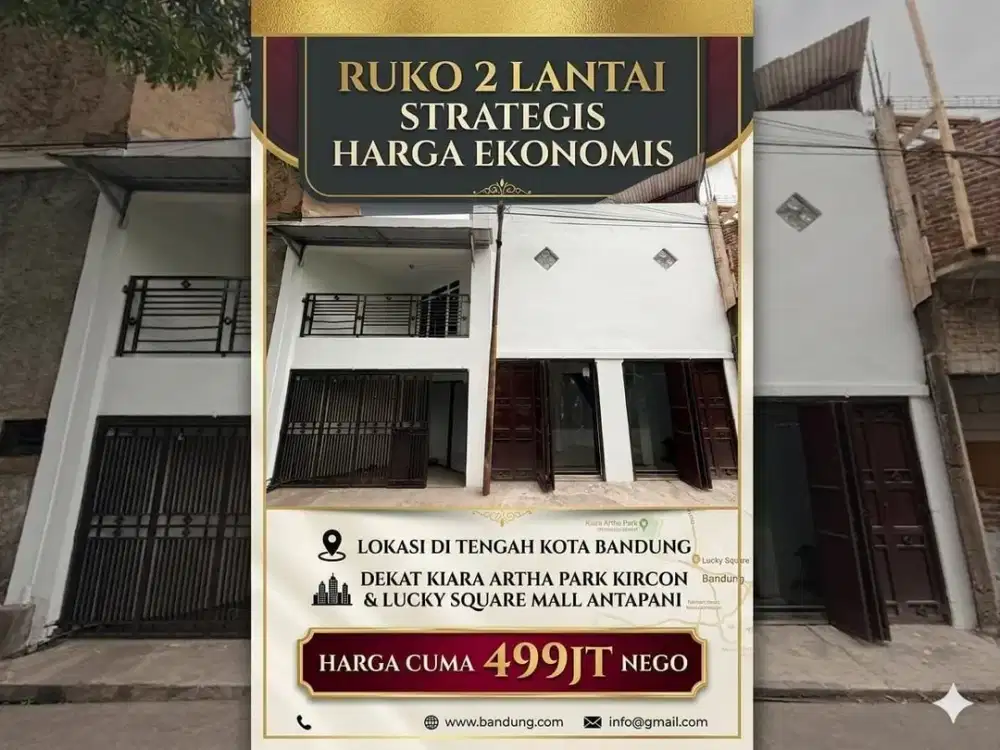 Ruko Strategis 2 Lantai di Sayap Antapani Kiaracondong Luas Bangunan 95 hanya 490 Juta Nego