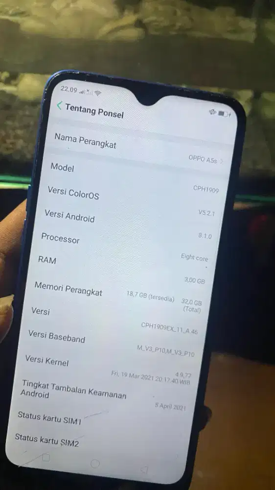 OPPO A3S RAM 3 WARNA BIRU NO BOX