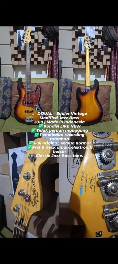 di jual bass Squire JB vintage modified 70s