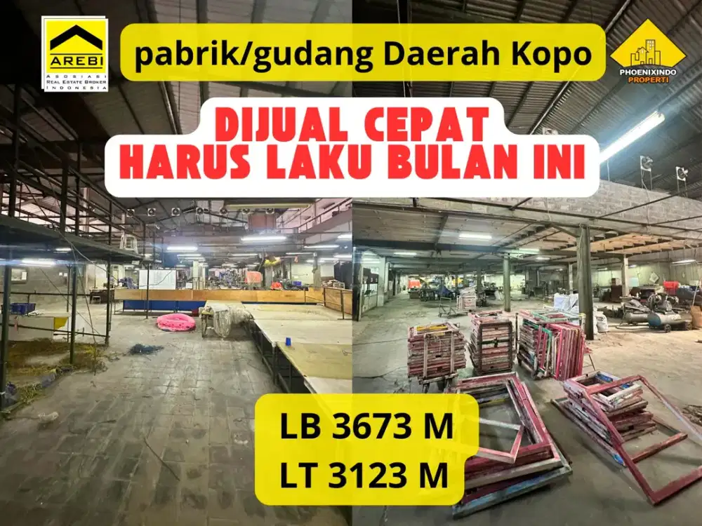 Dijual Cepat Butuh Uang Pabrik / Gudang Kawasan Industri Kopo Bandung LT 3.123 m² | LB 3.673 m² | Akses Kontainer | Rp 20 M Nego