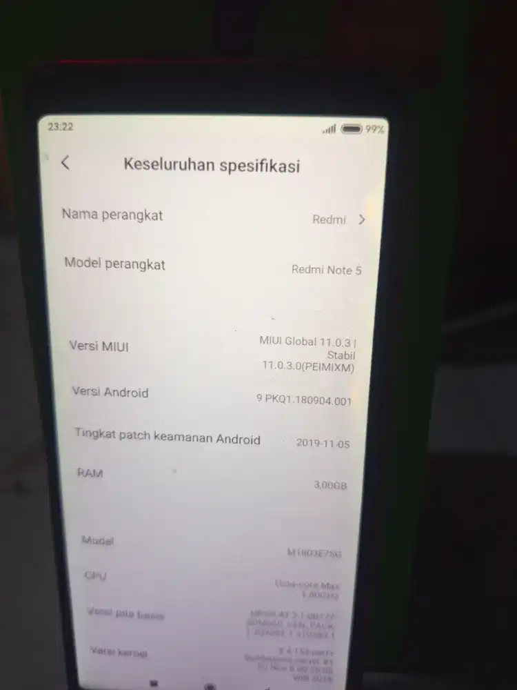 Redmi note 5 ram 3/32 + power bank robot kapasitas baterai 40ribu