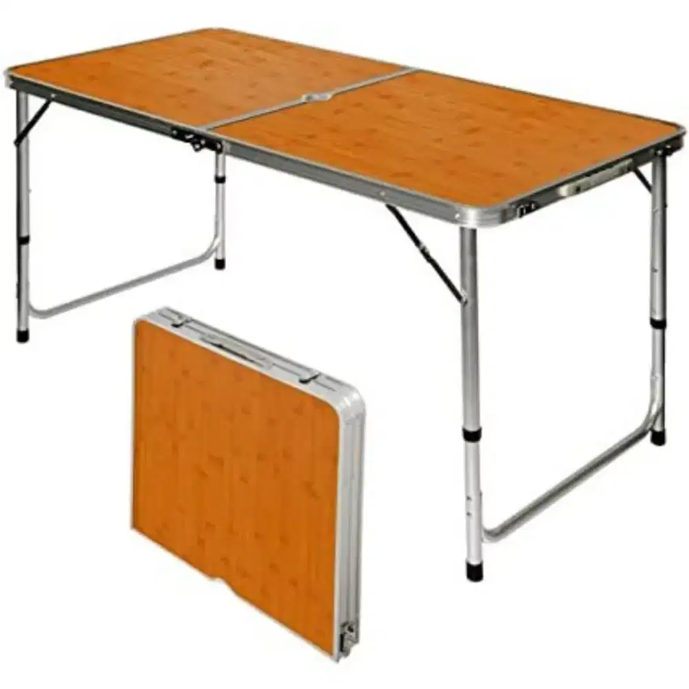 Baru Meja lipat 2 Hpl Aluminium portabel serbaguna 120x60cm