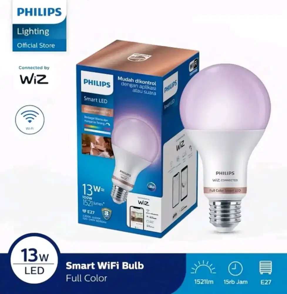 Philips Lampu Bohlam Smart Wifi LED 13 W With Blotooth Color RGB