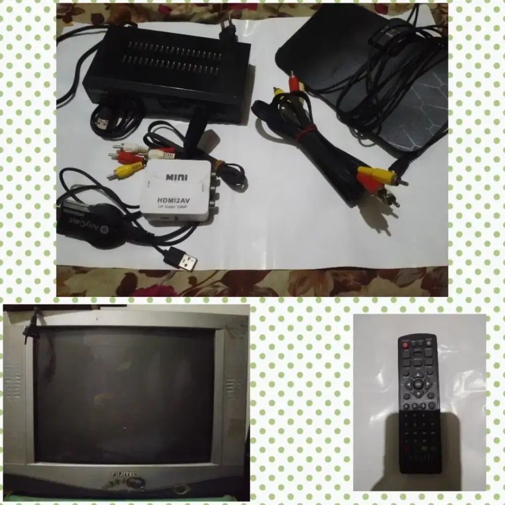 TV tabung bekas beserta STB juga antena dalammf