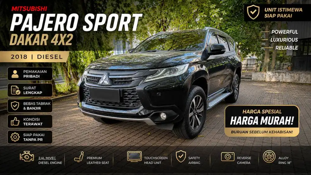 Mitsubishi Pajero Sport Dakar 2.4 AT 2018 Hitam – Istimewa, Full Ori