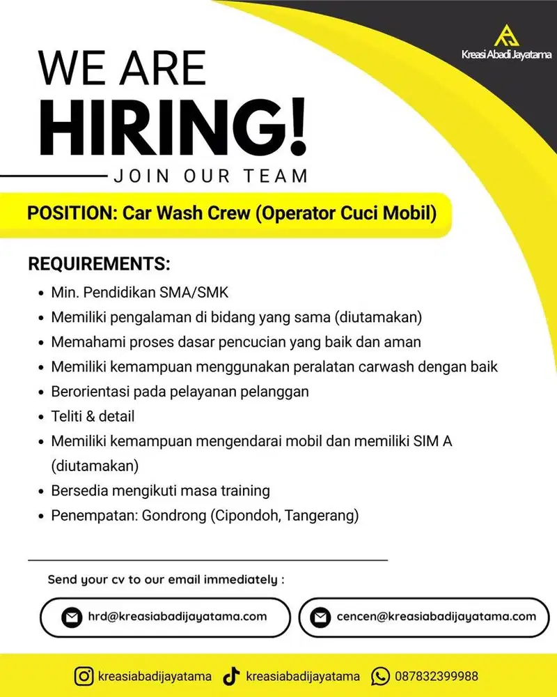 operator cuci mobil