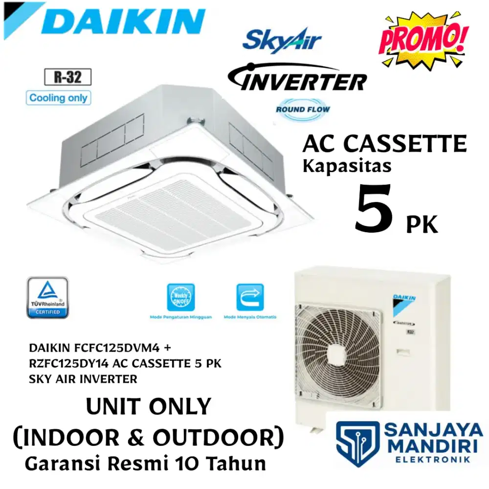 DAIKIN AC CASSETTE 5 PK INVERTER THAILAND FCFC125DVM4 + RZFC125DY14