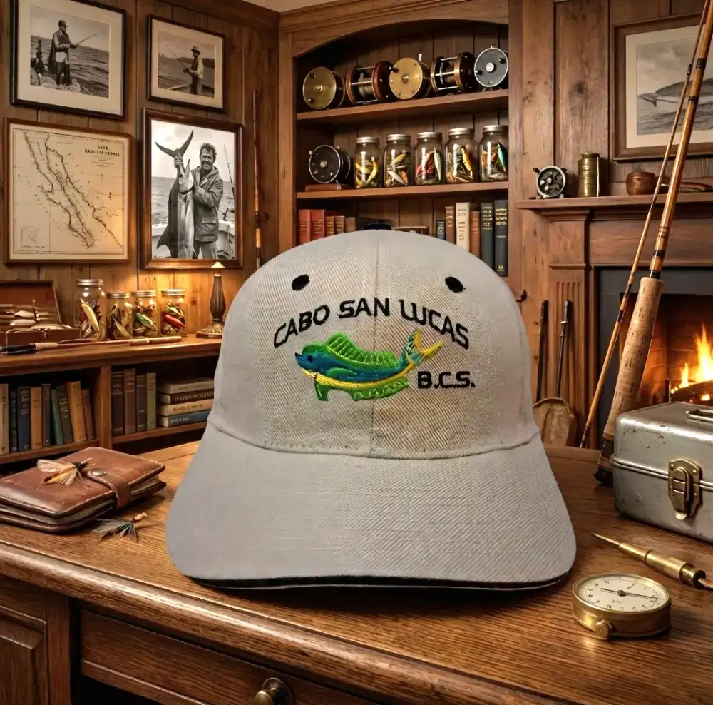 Topi Vintage Mancing Ikan Cabo San Lucas Original Second Warna Cream