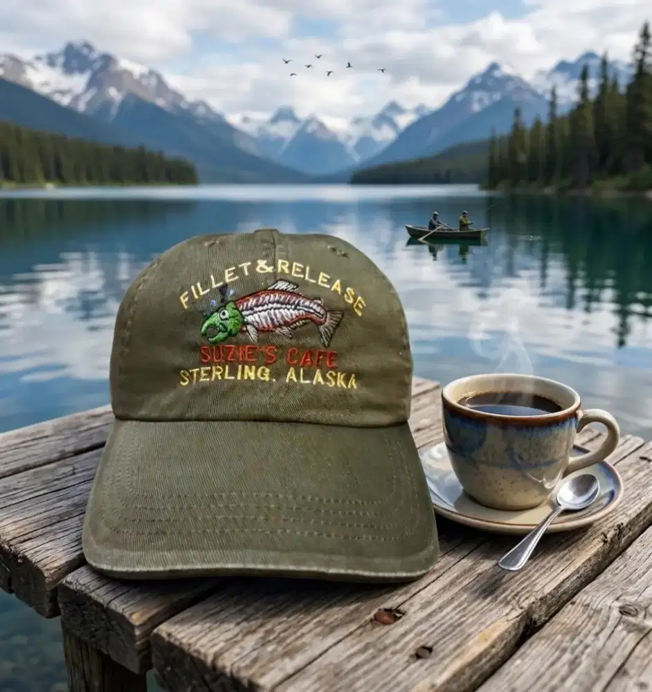 Topi Vintage Mancing Ikan Alaska Original Second Warna Hijau Army