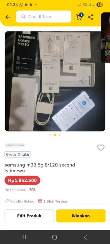 samsung m33 5g 8/128 second
