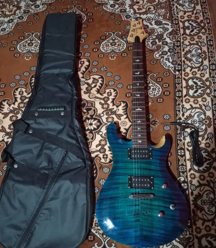 Gitar Listrik Elektrik Guitar Electric PRS Biru Ocean Blue Flame