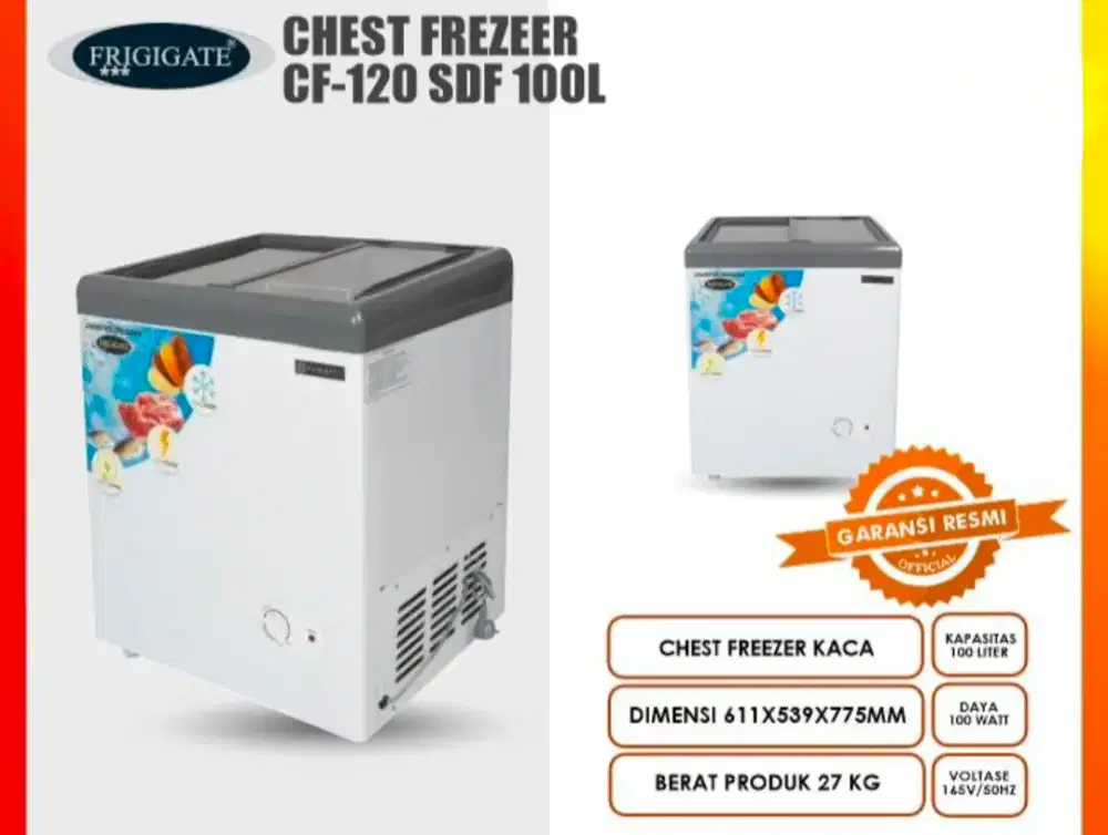 Jual Freezer Kaca sleding CF-120 SDF 100 Liter Frigigate