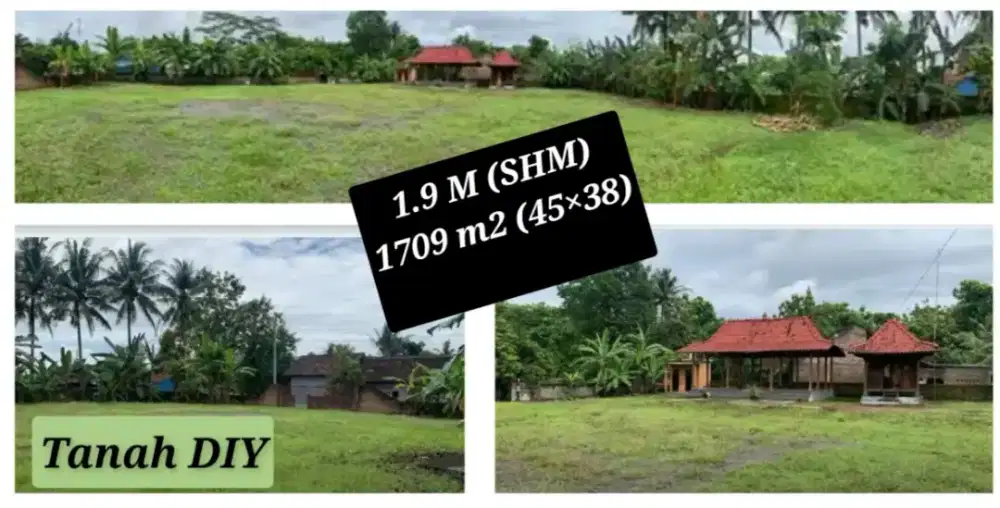 TANAH JOGJA  1709m2,  SHM,  LANGSUNG PEMILIK (0877-1614-4373