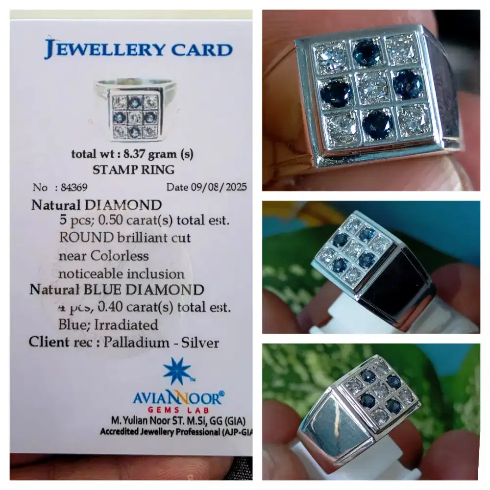 Berlian Ring Palladium silver Lab Aviannor
