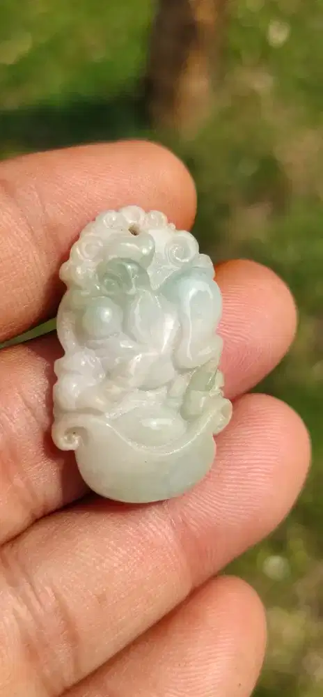 Pendant Carving Natural Jadeite Jade Burma Type A Color Apple Green