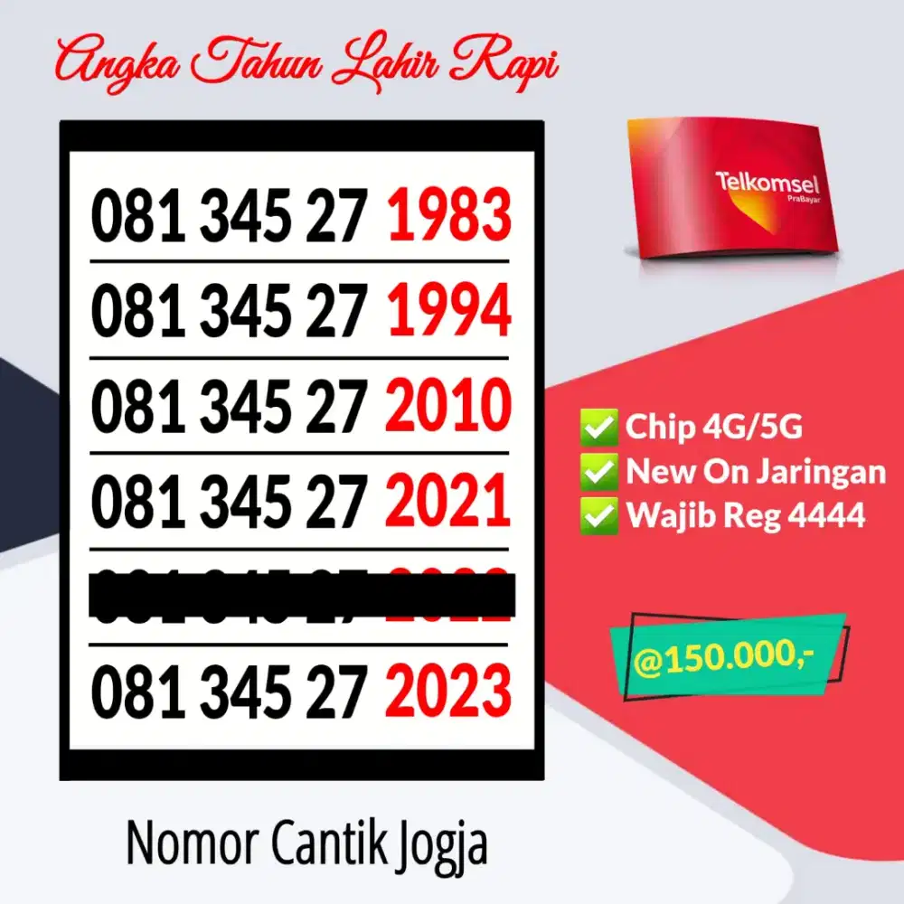 Perdana Cantik Telkomsel Reguler 4G/5G Jaringan Luas