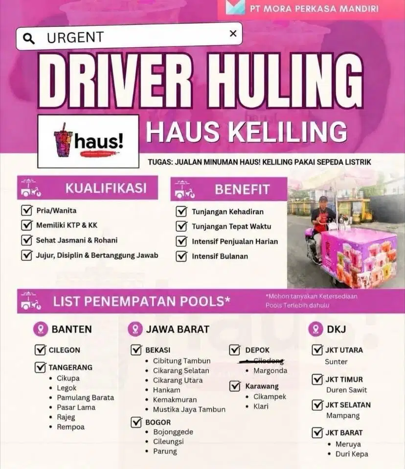 loker driver/riders HAUS keliling