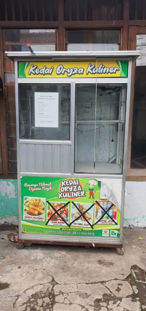Gerobak Etalase kaca frame Aluminium