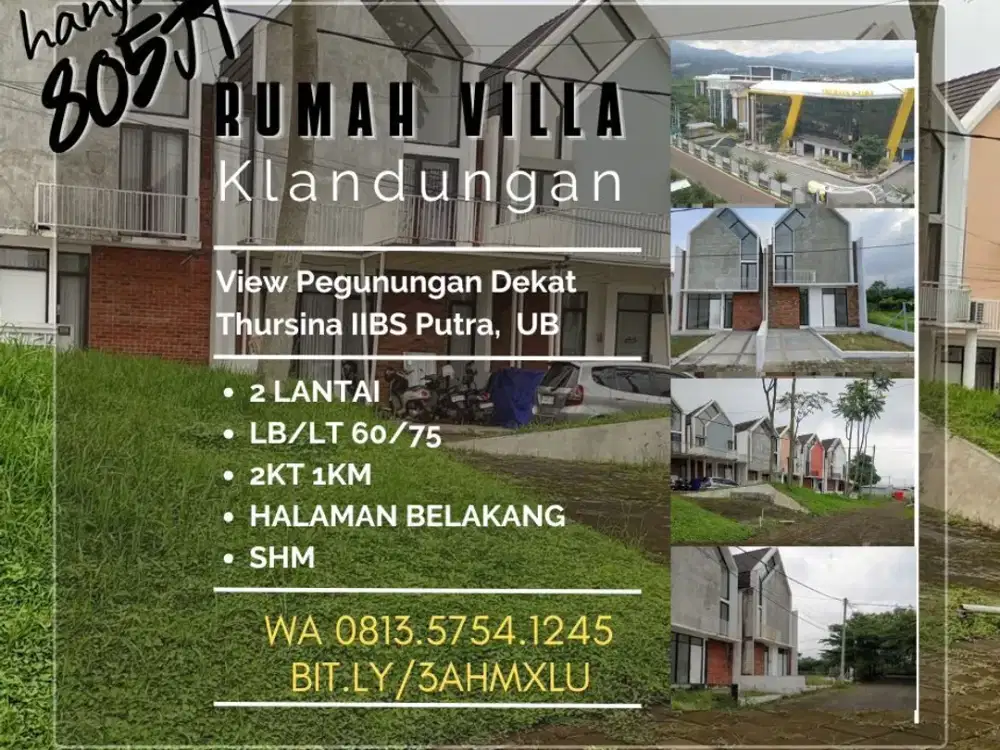 Rumah dijual di Joyoagung Merjosari 2Lt dekat IBBS UB UMM UIN 805jt