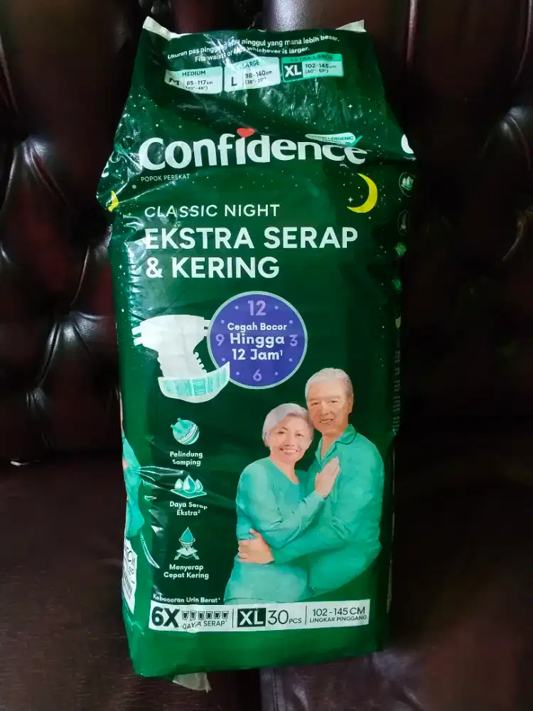 Popok Dewasa Perekat confidence classic night extra serap & kering
