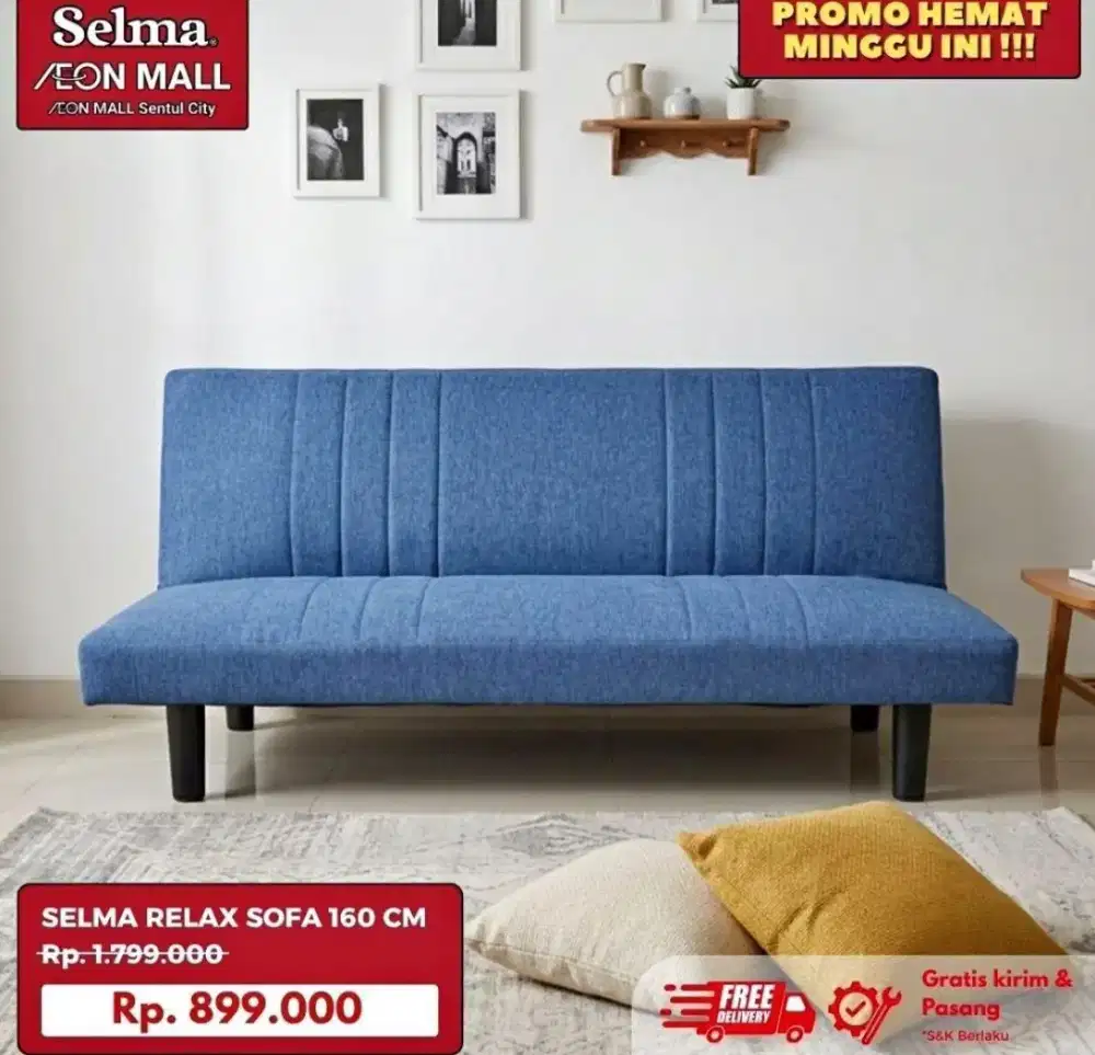 Sofa Bed Relax Blue 160cm