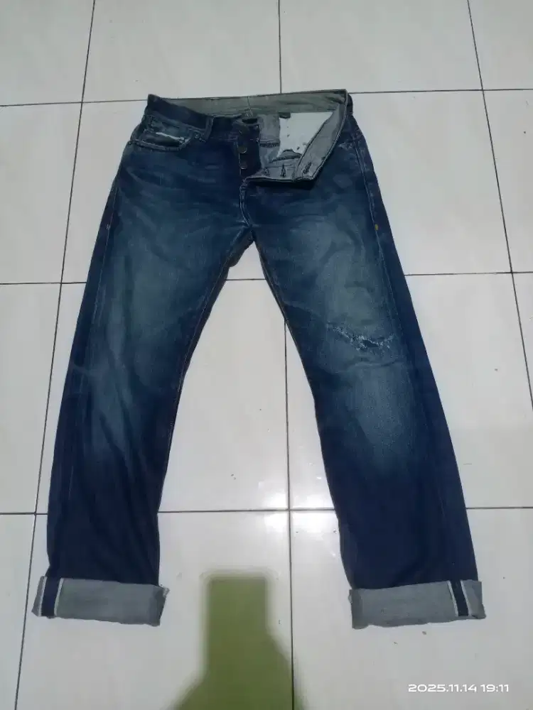 Celana jeans pria Armani Exchange A/X Salvedge Denim Dark Wash Ori