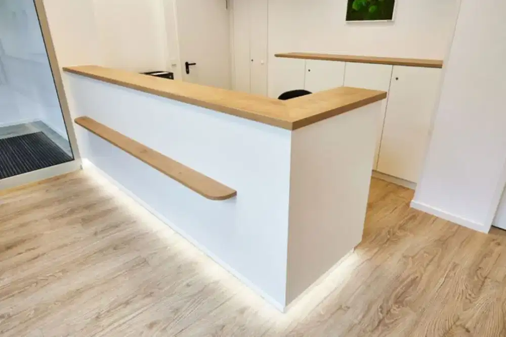 Meja Receptionist Meja Front Office Custom Meja Cashier Minimalis