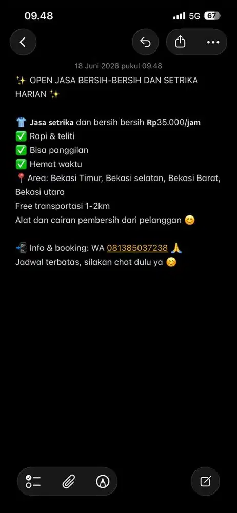 Jasa setrika dan bersih bersih
