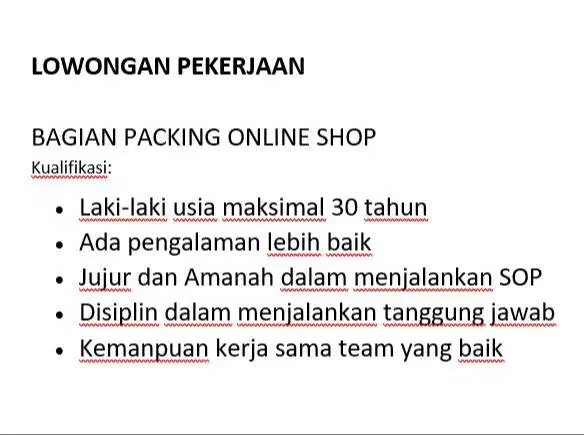 Lowongan Kerja Packing Paket Online Shop
