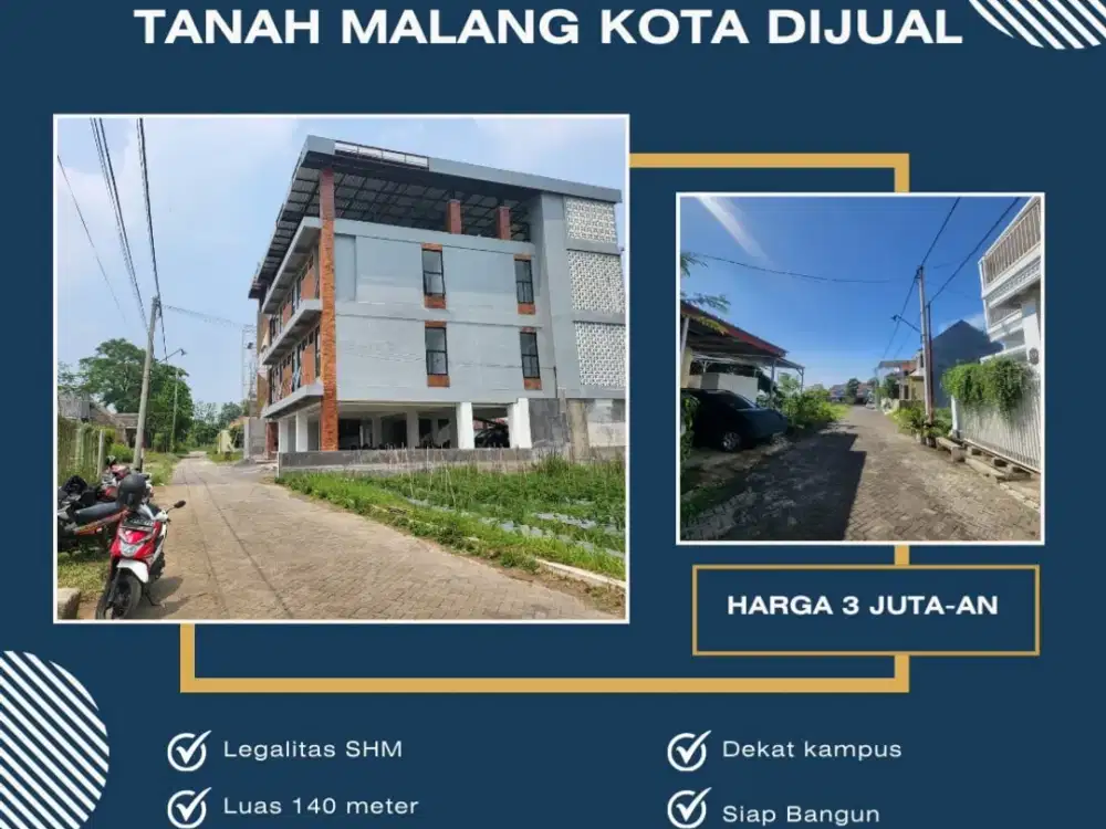 tanah di jual siap bangun Merjosari Kota Malang
