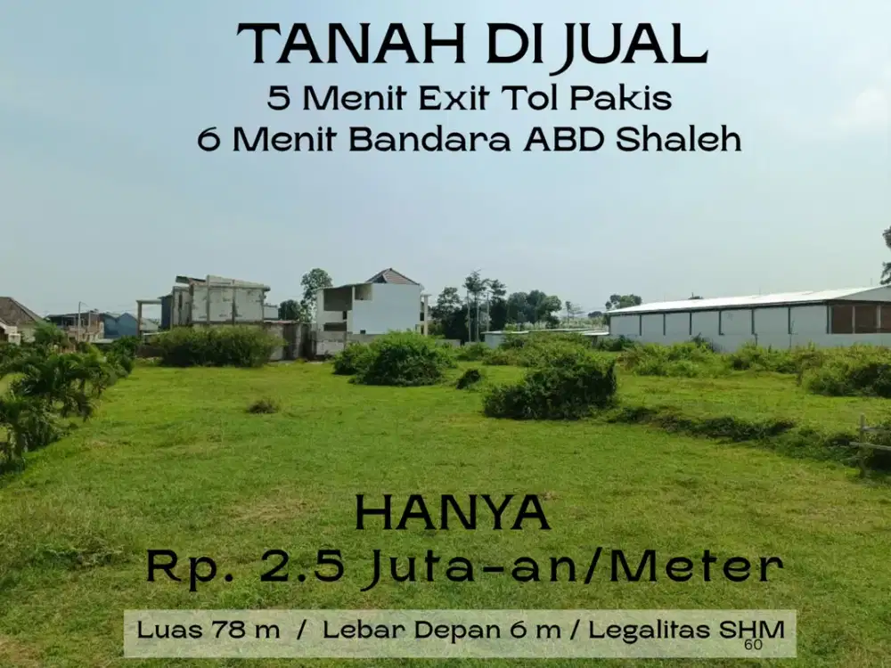Untuk Bangun Rumah SHM Harga Tanah Malang 3 Menit Bandara Pakis Malang