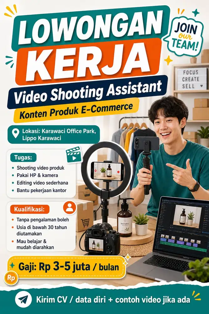 LOWONGAN KERJA ASISTEN VIDEO PRODUK E-COMMERCE ONLINE SHOP