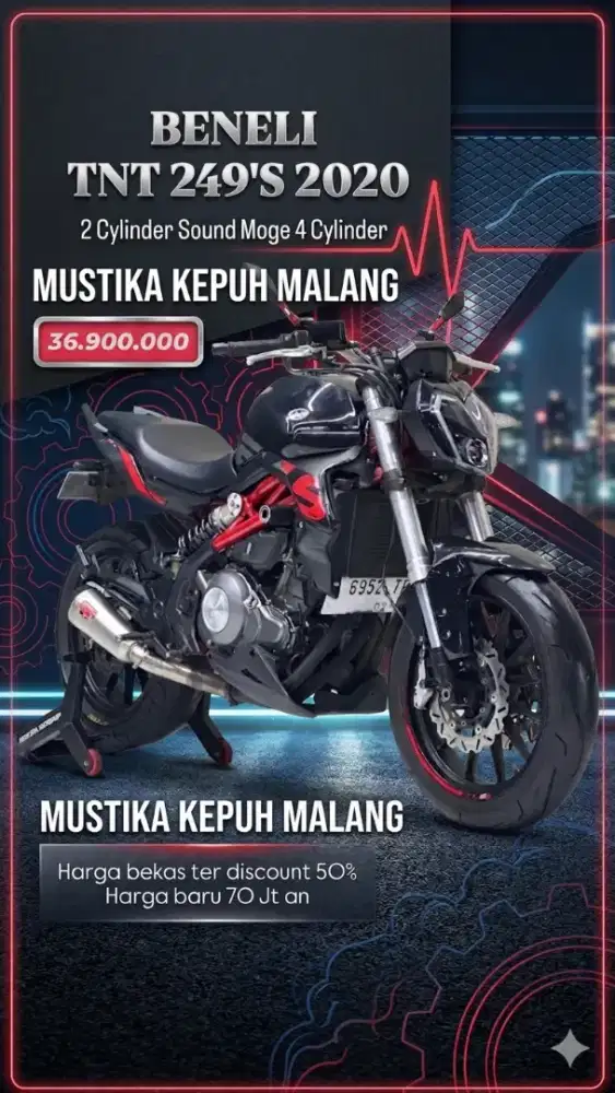 NAKEDBIKE 250cc SUARA KHAS MOGE‼️ BENELLI TNT 252 TH 2020 MULUS