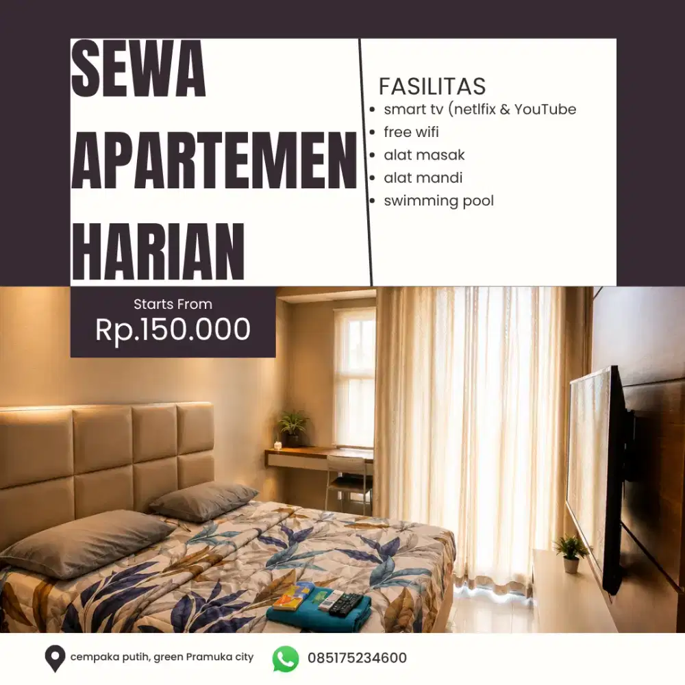 sewa apartemen harian green Pramuka city Jakarta pusat