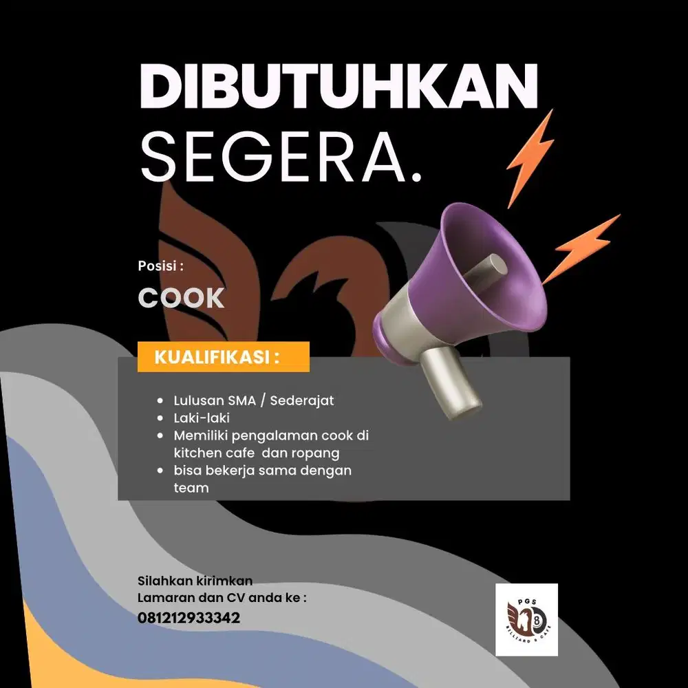 Dibutuhkan cook