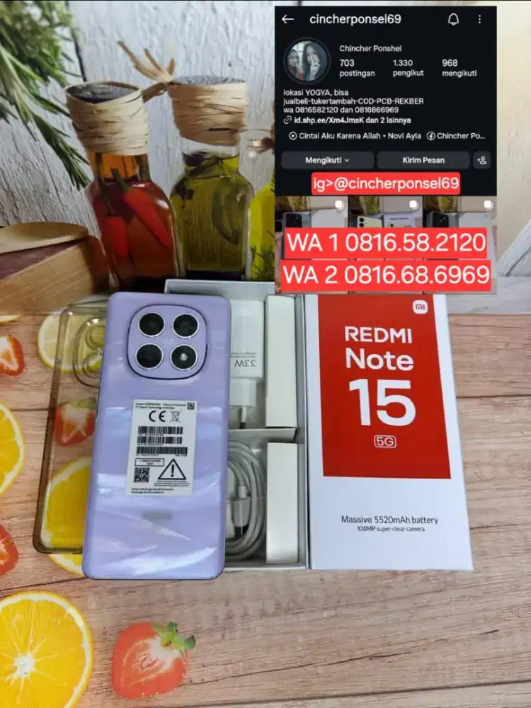 Jual hp redmi note 15 5g 12/512 likenew istinewa 2 bulan pakai saja