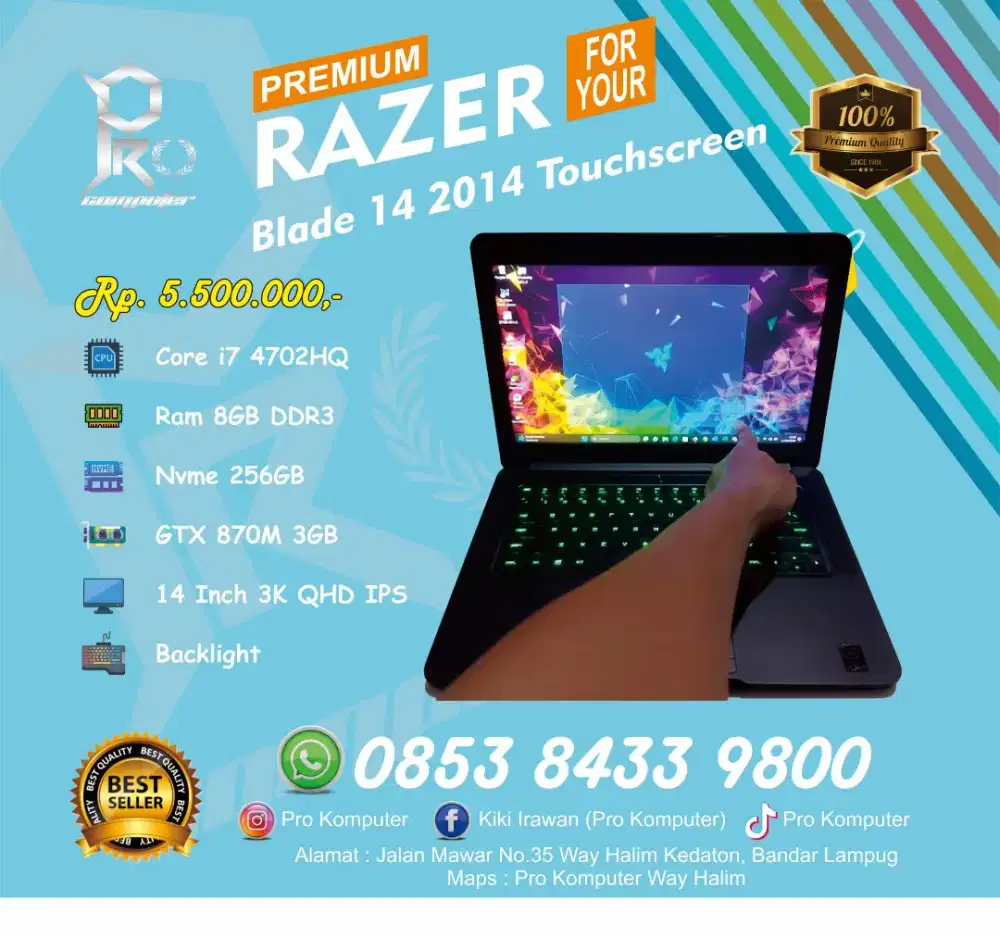 RAZER BLADE 14 2014 Touchscreen Gaming Render Prokomputer