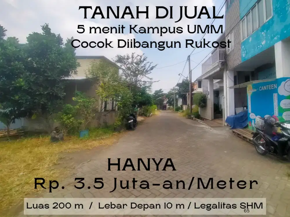 Akses 2 Mobil SHM Ready 5 Menit Kampus UMM Malang Cocok Dibangun Rukost