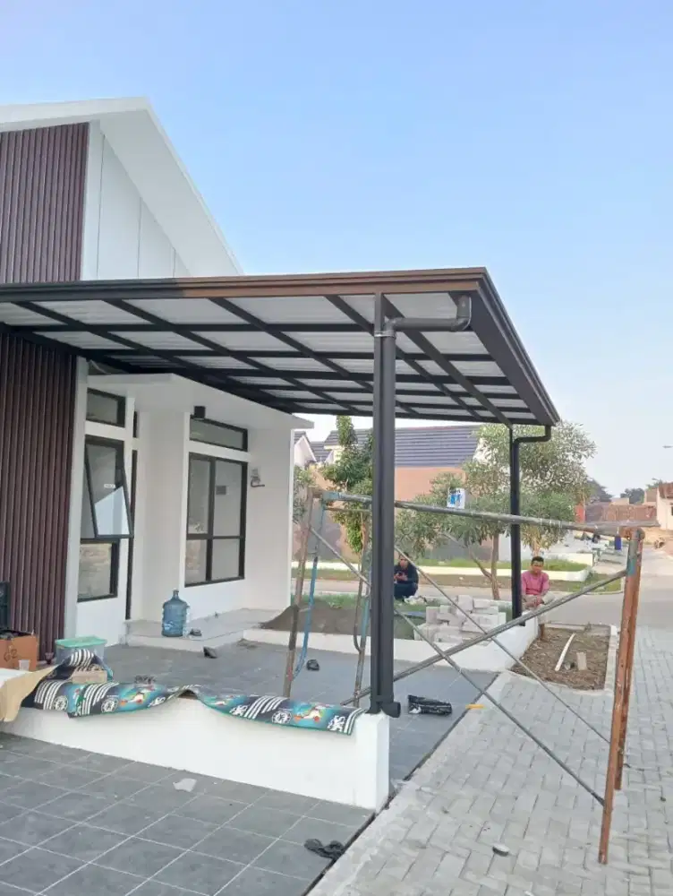 kanopi alderon double layer kombinasi talang air list profil