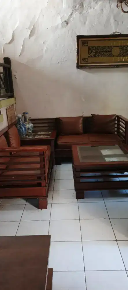 I set kursi meja kayu bahan kayu jati