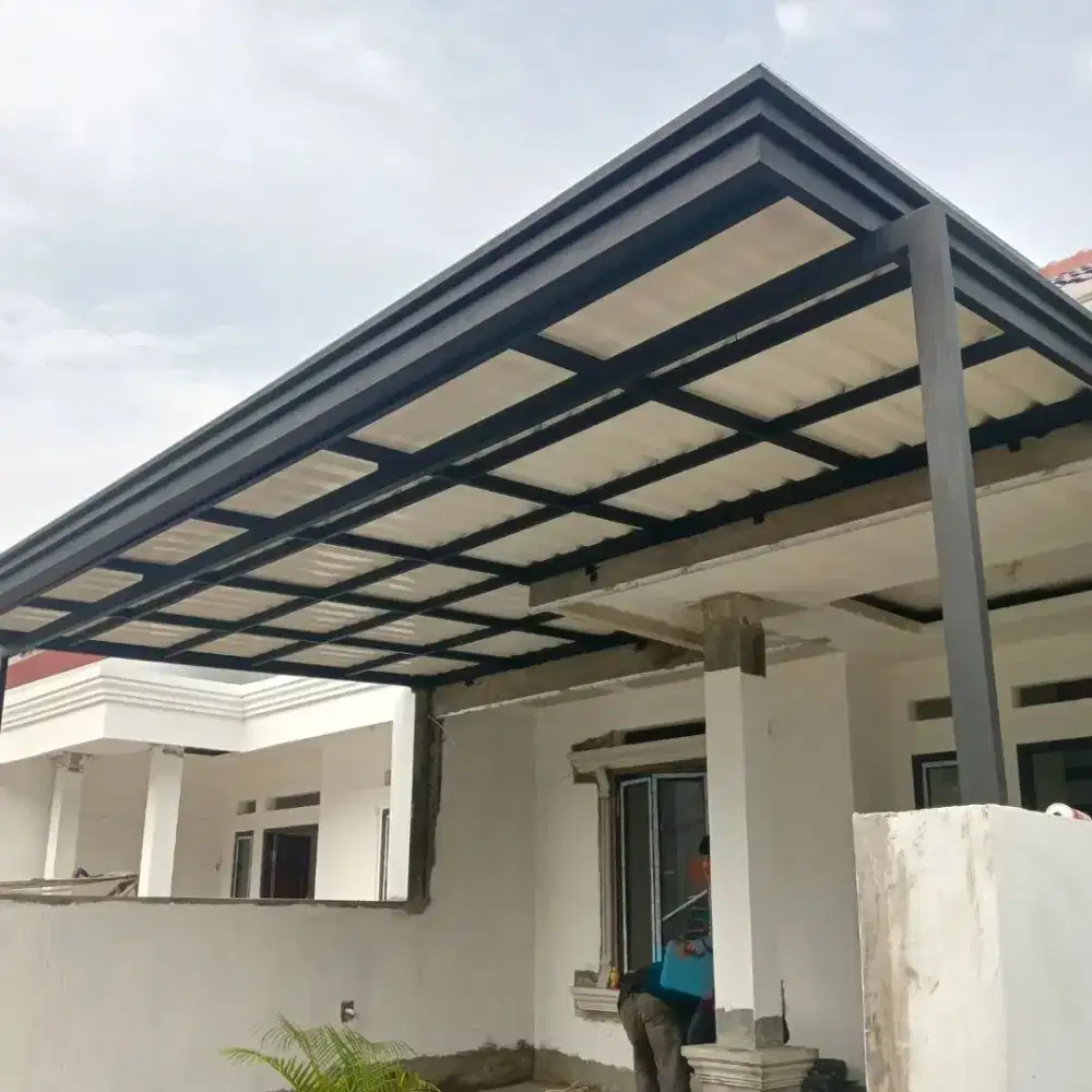 kanopi alderon double layer kombinasi talang air list profil