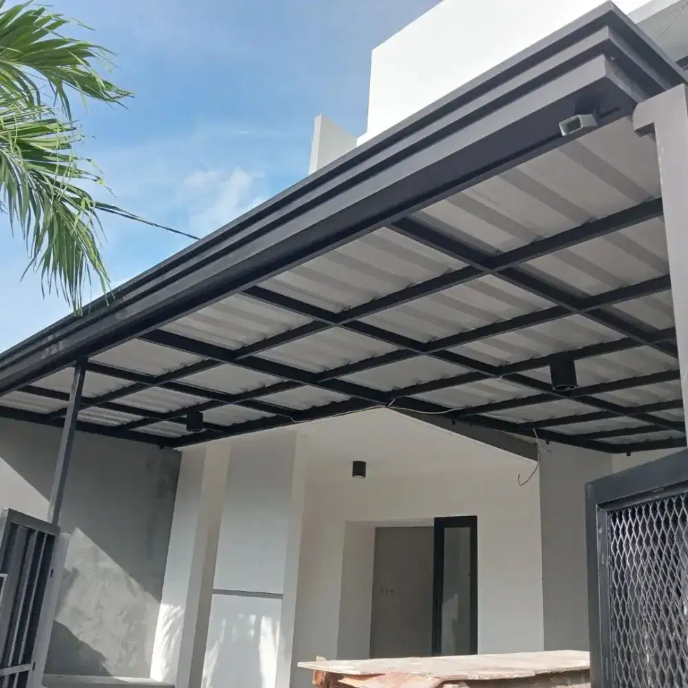 kanopi alderon double layer kombinasi talang air list profil