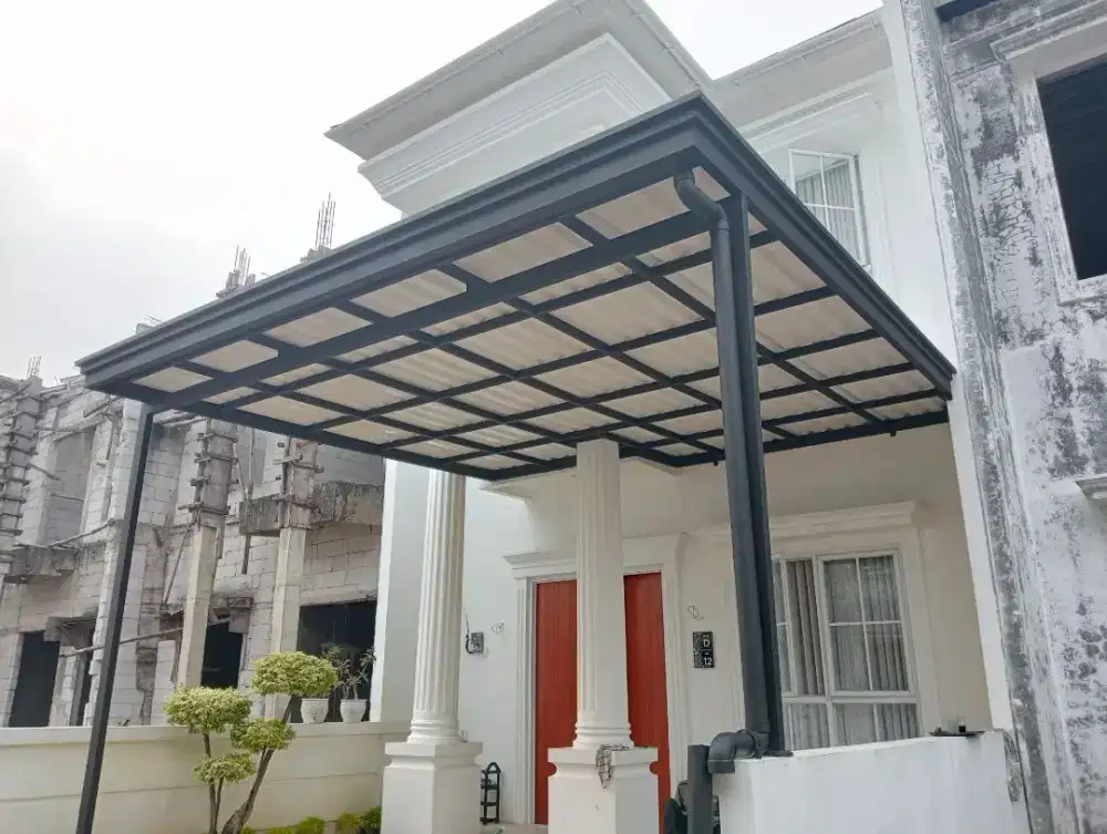 kanopi alderon double layer kombinasi talang air list profil