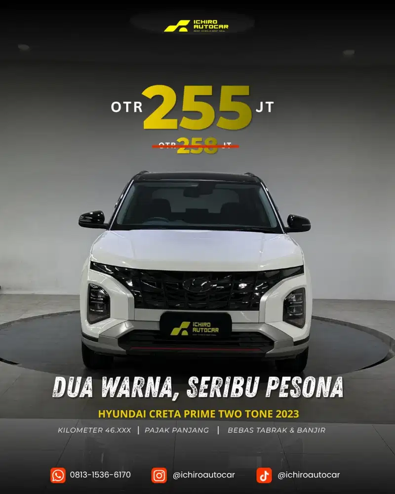 [Pajak panjang 3.27] Hyundai Creta Prime Two Tone 2023