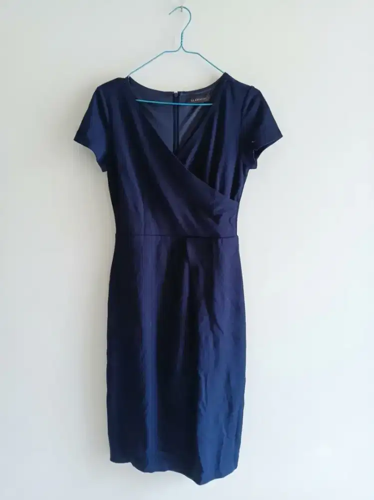 preloved dress selutut warna navy