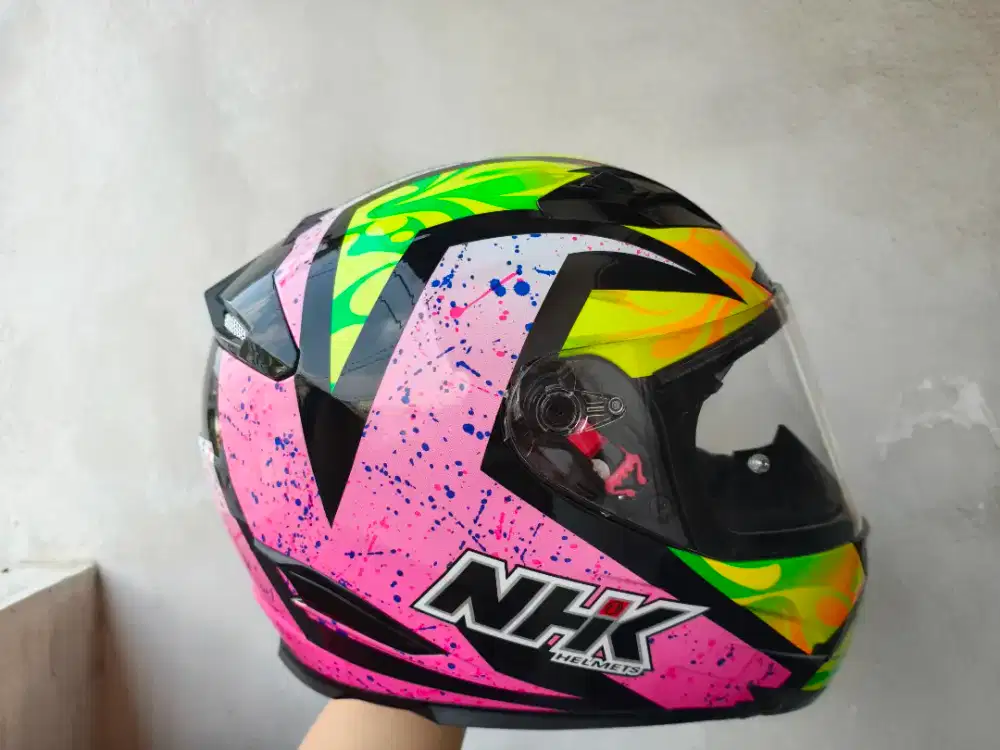 Helm NHK RX9 Motif Karel Winter Black Pink Double Visor Full Face XL