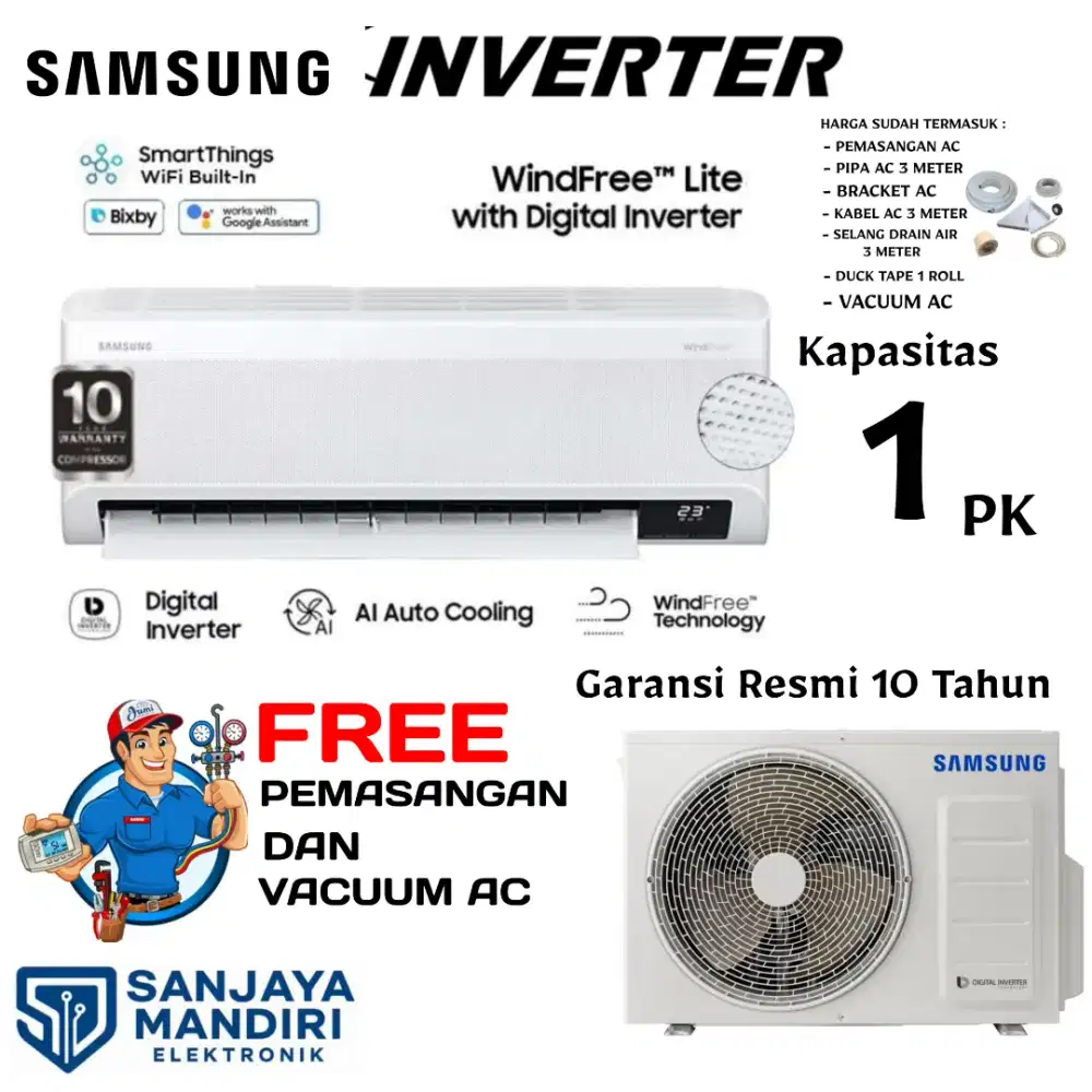 SAMSUNG AC Split 1 PK INVERTER AR10BYFANWKNSE AI Triple Protector R32