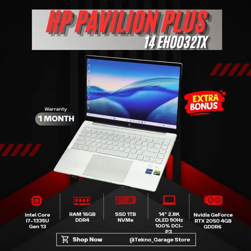 HP PAVILION PLUS 14 EH0032TX CORE I7-1335U RAM 16GB SSD 1TB RTX 2050
